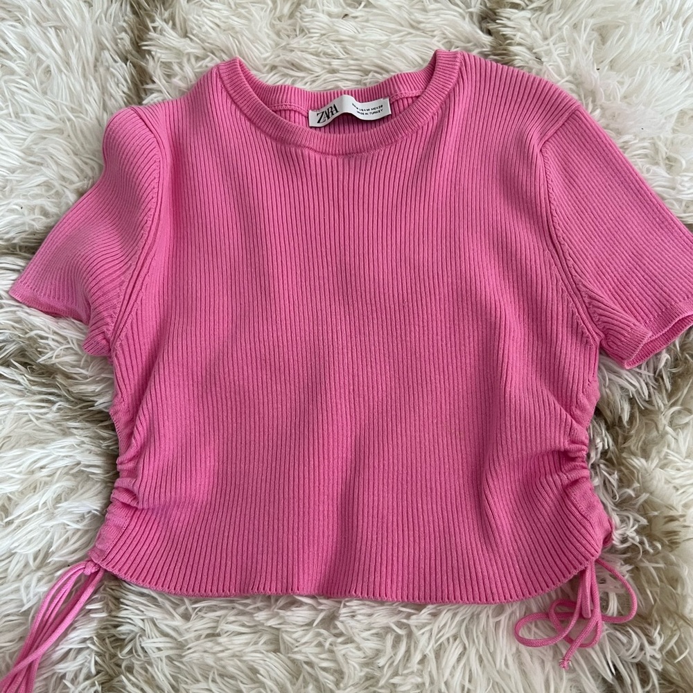 zara short sleeve ribbed shirt